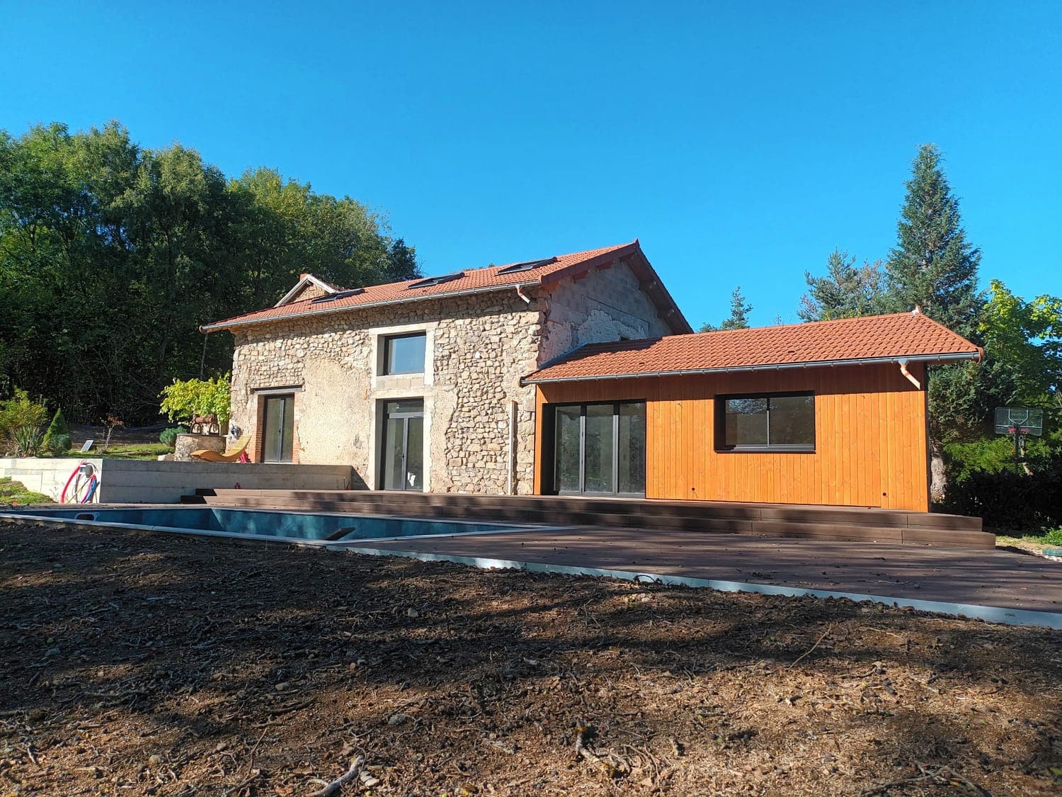 Rénovation et extension bois — ossature bois, Saint-Priest-la-Prugne (42)